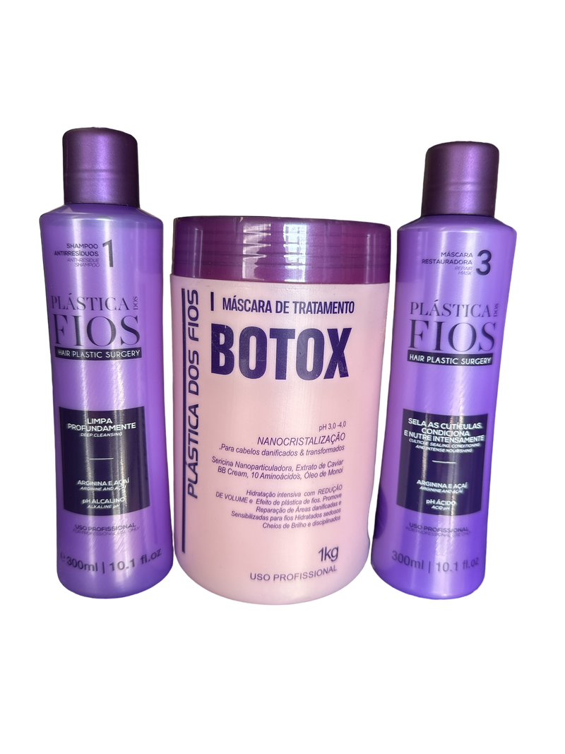  Kit Plastica dos Fios Shampoo Per La Pulizia Profonda Botox Per Capelli