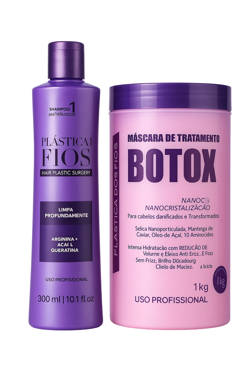 Plastica dos Fios Anti Residue Shampoo Hair Btox Damaged Hair Recovering Kit