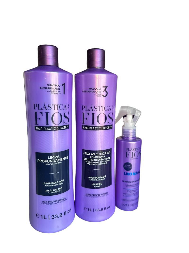 Cadiveu Plastica Dos Fios Shampoo, Conditioner And Magic Fluid Hair Set 1000ml - Keratinbeauty