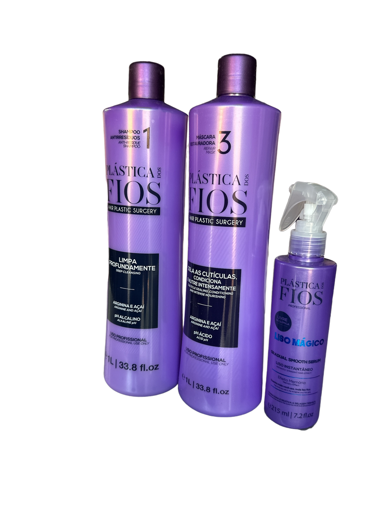 Cadiveu Plastica Dos Fios Shampoo, Conditioner And Magic Fluid Hair Set 1000ml - Keratinbeauty